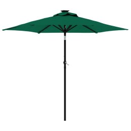 VidaXL Parasol ogrodowy na stalowym słupku, zielony, 225x225x212 cm