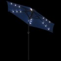 VidaXL Parasol ogrodowy LED, stalowy słupek, lazurowy, 225x225x212 cm