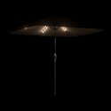 VidaXL Parasol ogrodowy z LED, stalowy słupek, brązowy, 248x248x248 cm