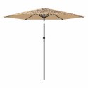 VidaXL Parasol ogrodowy z LED, stalowy słupek, brązowy, 268x268x226 cm