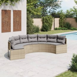 VidaXL Sofa ogrodowa z poduszkami, półokrągła, beżowy rattan PE