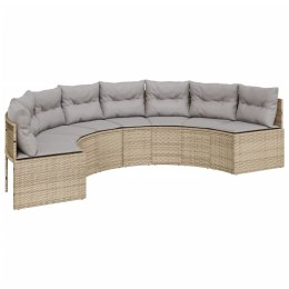 VidaXL Sofa ogrodowa z poduszkami, półokrągła, beżowy rattan PE