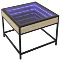 VidaXL Stolik kawowy z LED Infinity, dąb sonoma, 50x50x41 cm