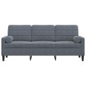 VidaXL 3-osobowa sofa z poduszkami, ciemnoszara, 180 cm, aksamit