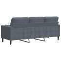 VidaXL 3-osobowa sofa z poduszkami, ciemnoszara, 180 cm, aksamit