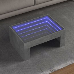 VidaXL Stolik kawowy z LED Infinity, szarość betonu, 70x50x30 cm