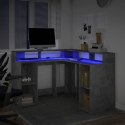 VidaXL Biurko z podświetleniem LED, betonowa szarość, 130x130x91 cm