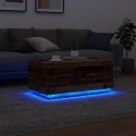 VidaXL Stolik kawowy z oświetleniem LED, stare drewno, 90x50x40 cm