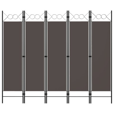 VidaXL Parawan 5-panelowy, antracytowy, 200 x 180 cm