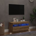 VidaXL Szafka pod TV z oświetleniem LED, dąb artisan, 80x35x40 cm