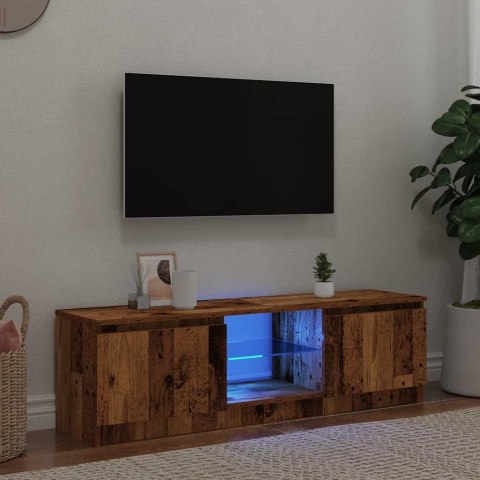 VidaXL Szafka pod TV z oświetleniem LED, stare drewno, 120x30x36 cm