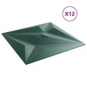 VidaXL Panele ścienne, 12 szt., zielone, 50x50 cm, XPS, 3 m², gwiazda