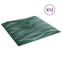 VidaXL Panele ścienne, 12 szt., zielone, 50x50 cm, XPS, 3 m², kamień