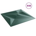 VidaXL Panele ścienne, 48 szt., zielone, 50x50 cm, XPS, 12 m², gwiazda