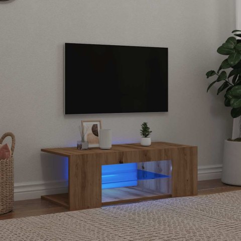 VidaXL Szafka pod TV z oświetleniem LED, dąb artisan, 90x39x30 cm