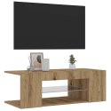 VidaXL Szafka pod TV z oświetleniem LED, dąb artisan, 90x39x30 cm