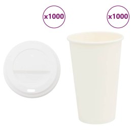 VidaXL Papierowe kubki z pokrywkami, 1000 szt., 16oz, 400ml