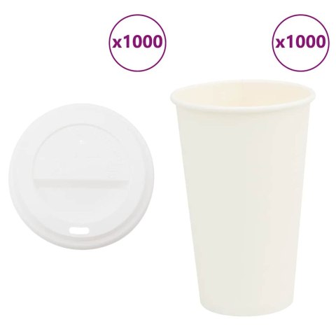 VidaXL Papierowe kubki z pokrywkami, 1000 szt., 16oz, 400ml