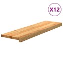 VidaXL Stopnie schodowe, 12 szt. brązowe 90x25x2cm lite drewno dębowe