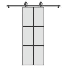 VidaXL Drzwi przesuwne z zestawem okuć Szkło hartowane i aluminium