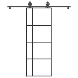 VidaXL Drzwi przesuwne z osprzętem, szkło ESG i aluminium, 76x205 cm