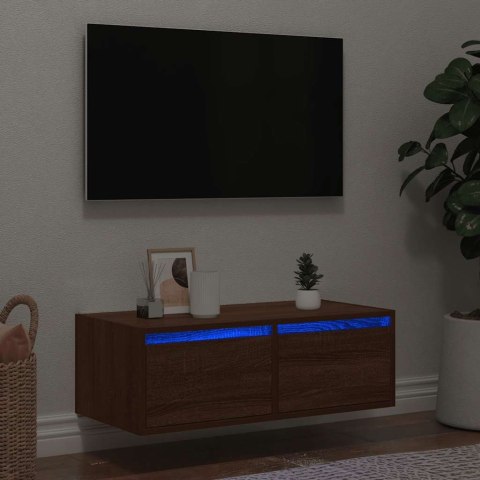 VidaXL Szafka pod TV z oświetleniem LED, brązowy dąb, 75x35,5x25 cm