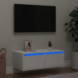 VidaXL Szafka pod TV z oświetleniem LED, biała, 75x35,5x25 cm