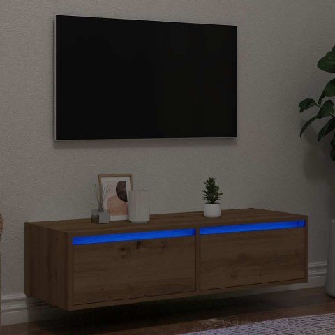 VidaXL Szafka pod TV z oświetleniem LED, dąb artisan, 100x35,5x25 cm