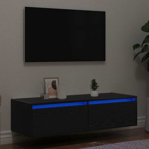 VidaXL Szafka pod TV z oświetleniem LED, czarna, 100x35,5x25 cm