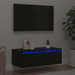 VidaXL Szafka pod TV z oświetleniem LED, czarna, 75x35,5x25 cm