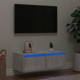 VidaXL Szafka pod TV z oświetleniem LED, szarość betonu, 75x35,5x25 cm