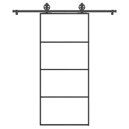 VidaXL Drzwi przesuwne z osprzętem, 90x205 cm, szkło ESG i aluminium