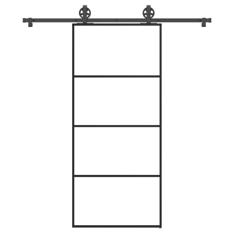 VidaXL Drzwi przesuwne z osprzętem, 90x205 cm, szkło ESG i aluminium