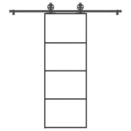 VidaXL Drzwi przesuwne z osprzętem, szkło ESG i aluminium, 76x205 cm