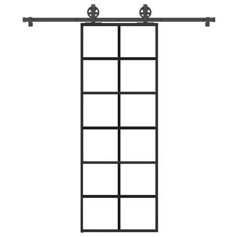 VidaXL Drzwi przesuwne z osprzętem, szkło ESG i aluminium, 76x205 cm