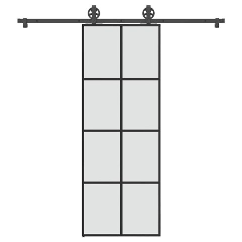 VidaXL Drzwi przesuwne z osprzętem, szkło ESG i aluminium, 76x205 cm