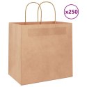 VidaXL Torby papierowe 250 szt. z uchwytami Brązowe 26x17x25 cm