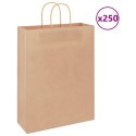 VidaXL Torby papierowe 250 szt. z uchwytami Brązowe 32x12x42 cm