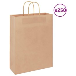 VidaXL Torby papierowe 250 szt. z uchwytami Brązowe 32x12x42 cm