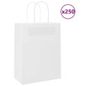 VidaXL Torby papierowe 250 szt. z uchwytami białe 21x11x28 cm