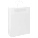 VidaXL Torby papierowe 250 szt. z uchwytami białe 32x12x42 cm