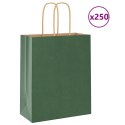 VidaXL Torby papierowe 250 szt. z uchwytami zielone 18x8x22 cm