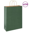 VidaXL Torby papierowe 250 szt. z uchwytami zielone 32x12x42 cm