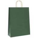 VidaXL Torby papierowe 250 szt. z uchwytami zielone 32x12x42 cm