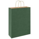 VidaXL Torby papierowe 250 szt. z uchwytami zielone 32x12x42 cm