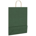 VidaXL Torby papierowe 250 szt. z uchwytami zielone 32x12x42 cm