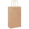 VidaXL Torby papierowe Kraft 250 szt. z uchwytami Brązowe 21x11x36 cm