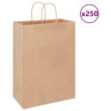 VidaXL Torby papierowe 250 szt. z uchwytami Brązowe 32x17x44 cm