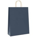 VidaXL Torby papierowe 50 szt. z uchwytami Niebieskie 32x12x42 cm