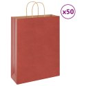 VidaXL Torby papierowe 50 szt. z uchwytami czerwone 32x12x42 cm